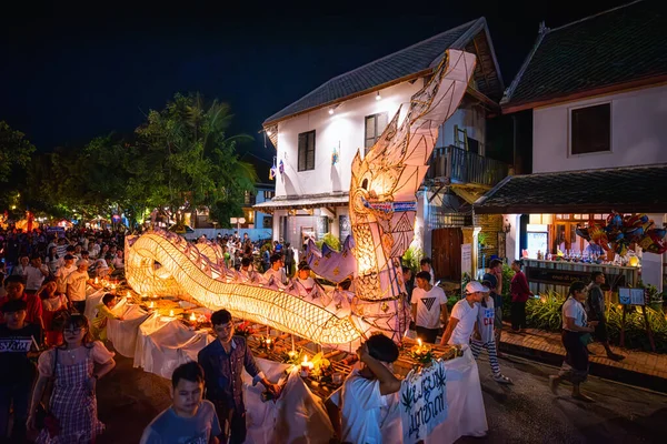 Luang Prabang Laos October 2019 Parade Lamp Lantern Festival End — Stock Photo, Image