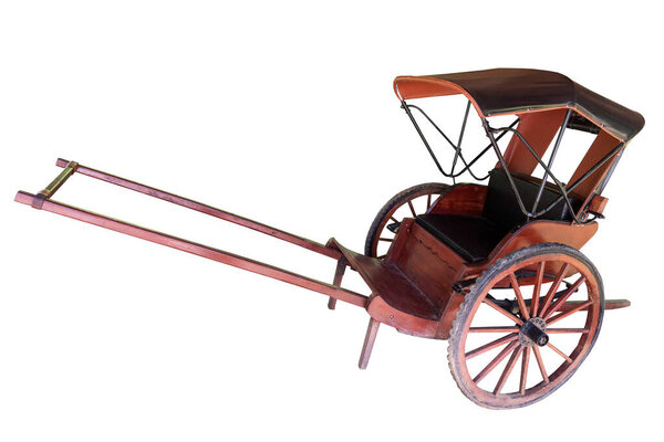 Азиатский ретро-рикша китайский стиль изолирован на белом фоне работы с вырезкой пути