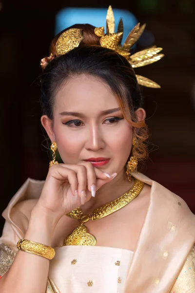 Thai Women Dressed Traditional Thailand Cultural Costumes Identity Culture Thailand — Stock Photo, Image