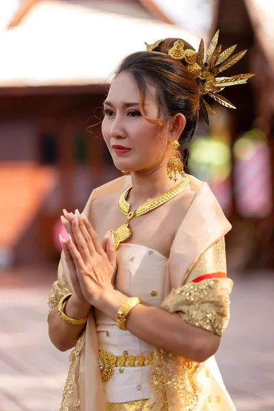 Femmes Thaïlandaises Vêtues Costumes Culturels Traditionnels Thaïlandais Culture Identitaire Thaïlande — Photo