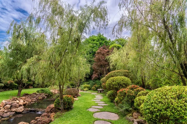 Stone Stepping Walkway Lawn Japanese Style Garden Landscaping Garden — Stock Photo, Image