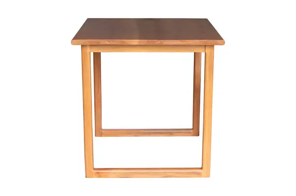 Dřevěný Stůl Izolovaný Bílém Pozadí Práce Oříznutou Cestou — Stock fotografie