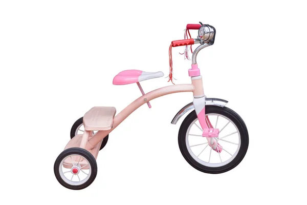 Child Retro Tricycle Isolated White Background Clipping Path — Stock Photo, Image