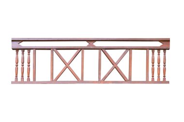 Tahta korkuluklar kırpma yolu olan beyaz arkaplanda izole edildi.