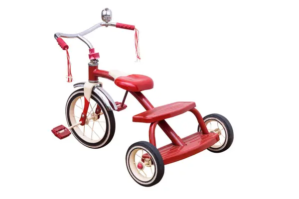 Child Retro Tricycle Isolated White Background Clipping Path — Stock Photo, Image