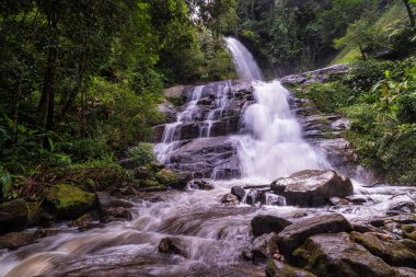 Huai Sai Lueang Şelalesi Doi Inthanon Ulusal Parkı, Chiang Mai, Tayland. Orta büyüklükte bir şelaledir ve şu anda tüm yıl boyunca güçlüdür..