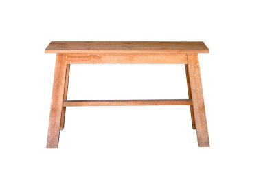 Açık kahverengi ahşap bank kırpma yolu ile beyaz arkaplanda izole.