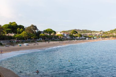 Costa Brava, Girona, S 'Agaro, Katalonya, İspanya' daki güzel kumsal.