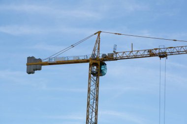 Crane transporting parts in the construction of the Sagrada Familia in Barcelona