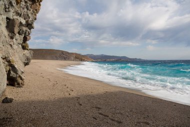 Almeria, Endülüs, İspanya 'da Cabo de Gata' nın vahşi plajlarını korudu.