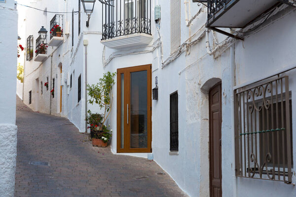 Streets of Andalusian villages, white streets of white villages of Andalusia, Spain