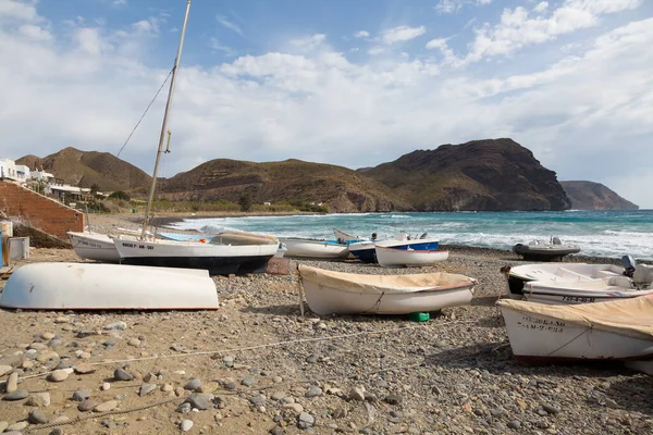 Stock image Fishing and pleasure boats on the beach, on the sand