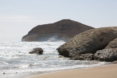 Almeria, Endülüs, İspanya 'da Cabo de Gata' nın vahşi plajlarını korudu.