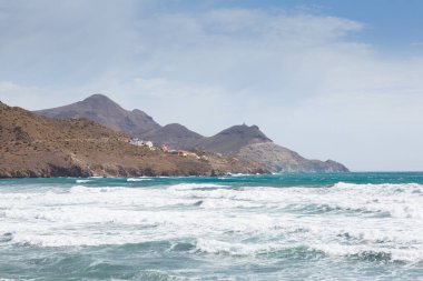 Almeria, Endülüs, İspanya 'da Cabo de Gata' nın vahşi plajlarını korudu.