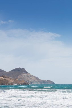 Almeria, Endülüs, İspanya 'da Cabo de Gata' nın vahşi plajlarını korudu.