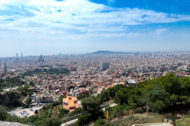 Barcelona şehrinin hava manzarası, Katalonya, İspanya