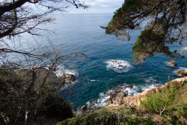 Akdeniz kıyısındaki kayalar ve deniz, Costa brava catalana