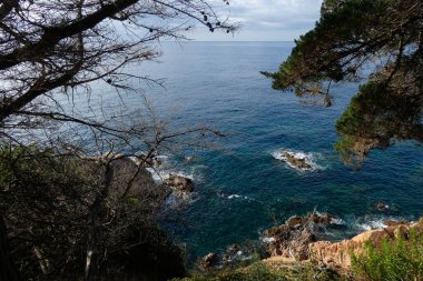 Akdeniz kıyısındaki kayalar ve deniz, Costa brava catalana