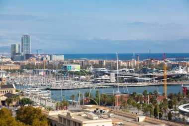 Barselona teleferik kulesi, otel sanat ve dünya ticaret merkezi.