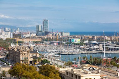 Barselona teleferik kulesi, otel sanat ve dünya ticaret merkezi.