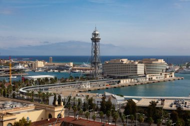 Barselona teleferik kulesi, otel sanat ve dünya ticaret merkezi.