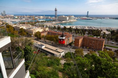 Barselona teleferik kulesi, otel sanat ve dünya ticaret merkezi.