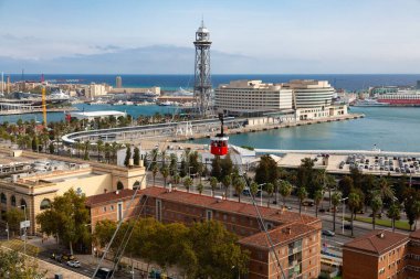 Barselona teleferik kulesi, otel sanat ve dünya ticaret merkezi.