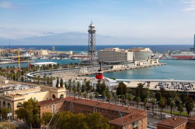 Barselona teleferik kulesi, otel sanat ve dünya ticaret merkezi.