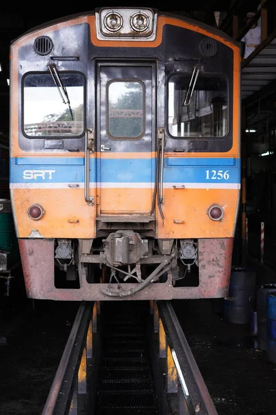 stock image Bangkok/Thailand-May 5, 2022: Hua Lam Phong station or Bangkok train station located at Hua Lam Phong area, the famous local transportation with railway. Old train and vintage decoration in station.