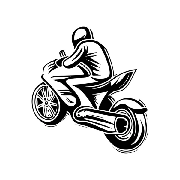 Design Vektoru Loga Motocyklu Motocyklový Design Stylem Ruční Kresby — Stockový vektor
