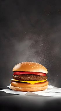 Gurme taze lezzetli ev yapımı hamburger. Izgara gurme hamburger. Amerikan mutfağı Fast food.