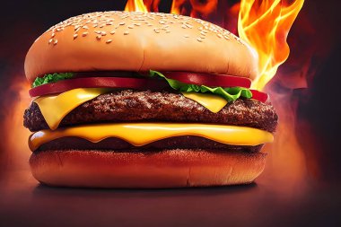 Gurme taze lezzetli ev yapımı hamburger. Izgara gurme hamburger. Amerikan mutfağı Fast food.