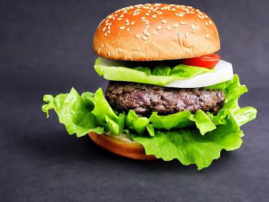 Gurme taze lezzetli ev yapımı hamburger. Izgara gurme hamburger. Amerikan mutfağı Fast food.