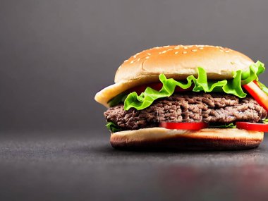 Gurme taze lezzetli ev yapımı hamburger. Izgara gurme hamburger. Amerikan mutfağı Fast food.