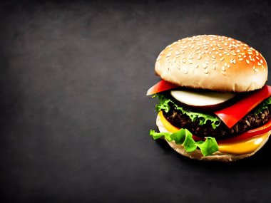 Gurme taze lezzetli ev yapımı hamburger. Izgara gurme hamburger. Amerikan mutfağı Fast food.
