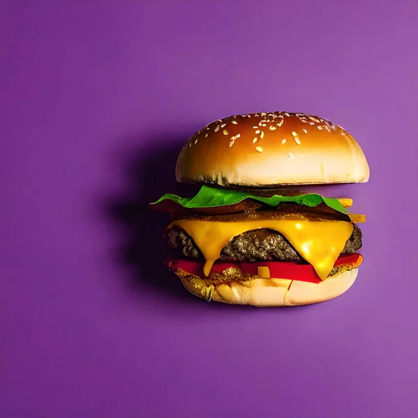 Friss Ízletes Házi Sajtburger Grillezett Ínyenc Burger Szelettel Paradicsommal Salátával — Stock Fotó