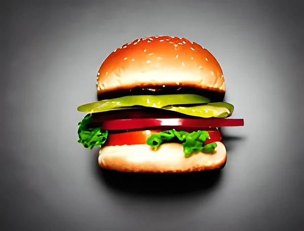 Gurme Taze Lezzetli Yapımı Hamburger Izgara Gurme Hamburger Amerikan Mutfağı — Stok fotoğraf