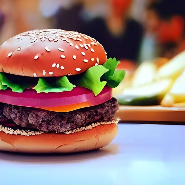 메트가 맛있는 햄버거 호리병박 햄버거 미국의 패스트푸드 — 스톡 사진