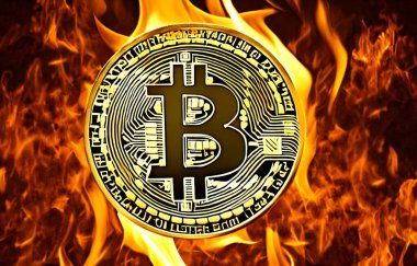 Bitcoin illüstrasyonu. Sayfalar ve web dekorasyonu veya diğer tasarımlar için uygun. E-ticaret kavramı.
