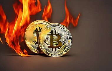 Bitcoin illüstrasyonu. Sayfalar ve web dekorasyonu veya diğer tasarımlar için uygun. E-ticaret kavramı.