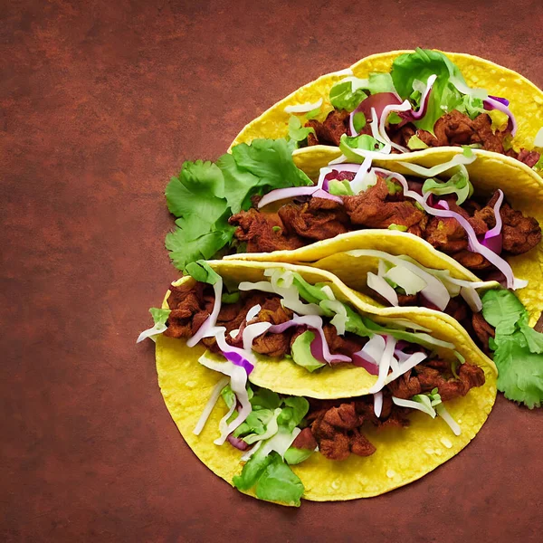 Tacos Mexicanos Carnosos Comida Mexicana Deliciosos Tacos Caseros Deliciosos Tacos — Foto de Stock