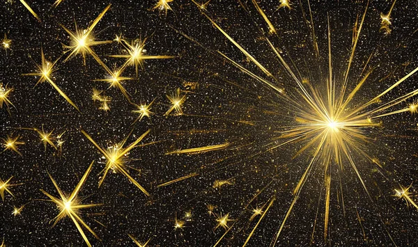 Altın Parıltısı Siyah Arka Planda Altın Parçacıkları Sihirli Altın Tozu — Stok fotoğraf
