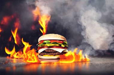 Gurme taze lezzetli ev yapımı hamburger. Vektör.