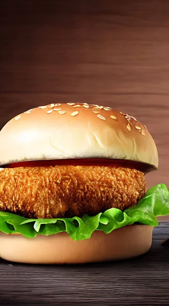Chicken Burger Spicy Fried Chicken Burger Gourmet Fresh Delicious Fast — Stock Photo, Image