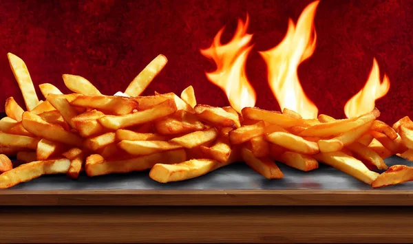 Pyszne Gorące Chrupiące Smażone Ziemniaki Fast Food Produktów Restauracyjnych Pyszne — Zdjęcie stockowe