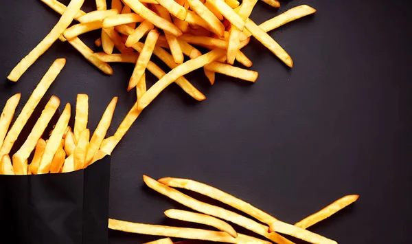 stock image Delicious hot and crispy fried potatoes. Fast food and restaurant products. Yummy golden french fries as background.