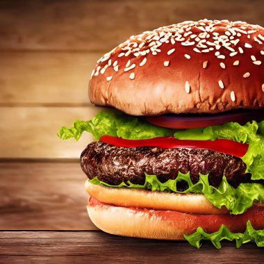 Gurme taze lezzetli ev yapımı hamburger. Izgara gurme hamburger. Amerikan mutfağı Fast food.