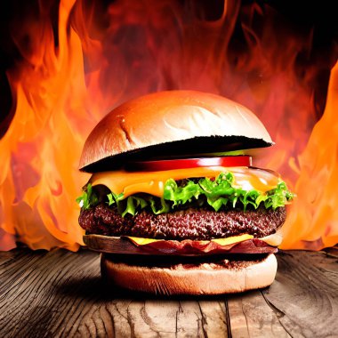 Gurme taze lezzetli ev yapımı hamburger. Izgara gurme hamburger. Amerikan mutfağı Fast food.