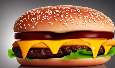 Gurme taze lezzetli ev yapımı hamburger. Izgara gurme hamburger. Amerikan mutfağı Fast food.