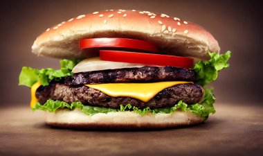 Gurme taze lezzetli ev yapımı hamburger. Izgara gurme hamburger. Amerikan mutfağı Fast food.